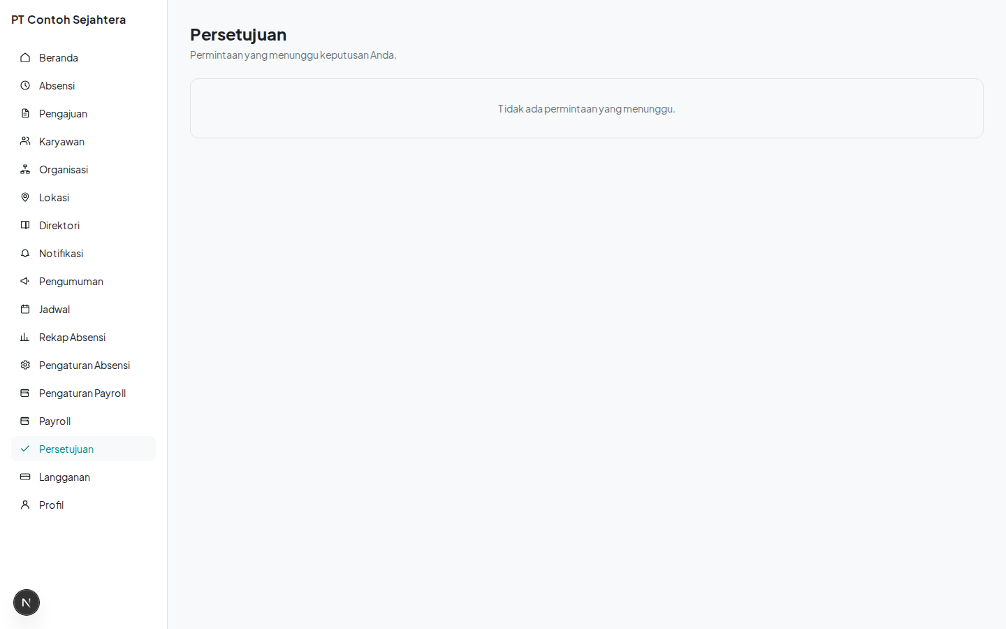Daftar pengajuan menunggu persetujuan